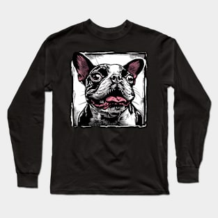 Retro Art Boston Terrier Dog Lover Long Sleeve T-Shirt